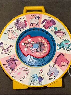 Vintage See N Say Mattel 1983 Farmer Says String Pull Toy Spin Animals
